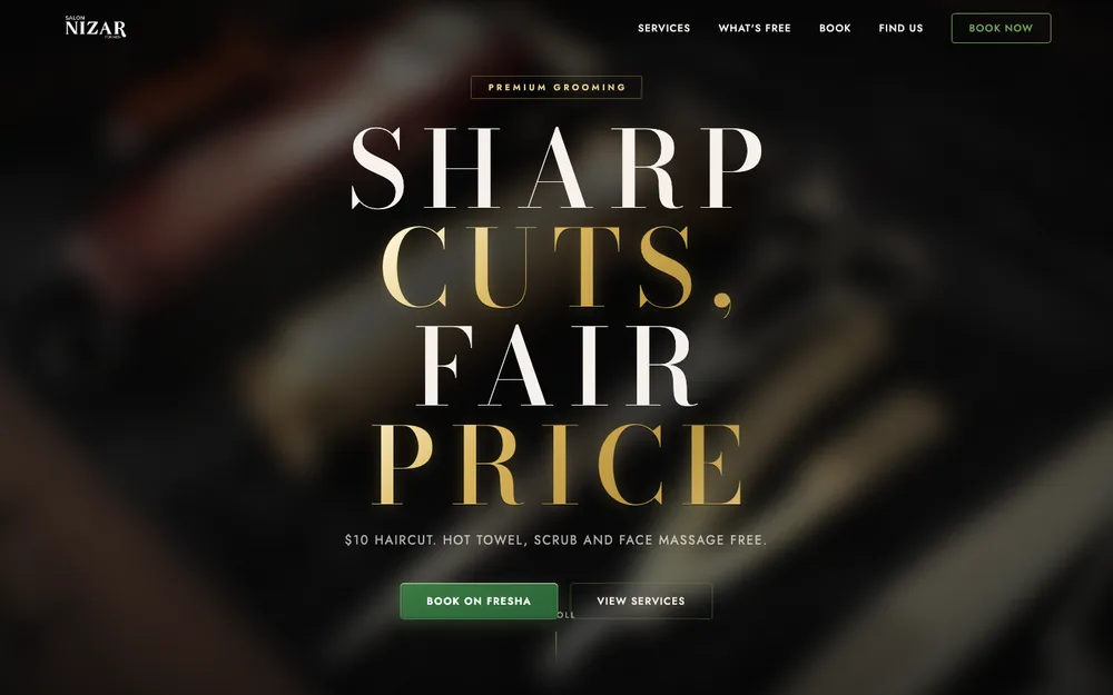 Salon Nizar website, homepage screenshot